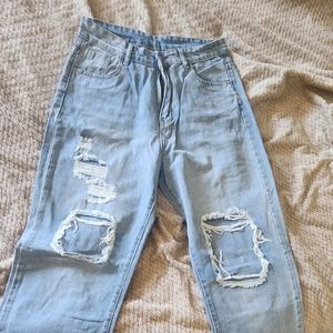Light blue denim jeans, straight leg, size-L